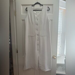 Abercrombie & Fitch White Sleeveless Button-Down Dress